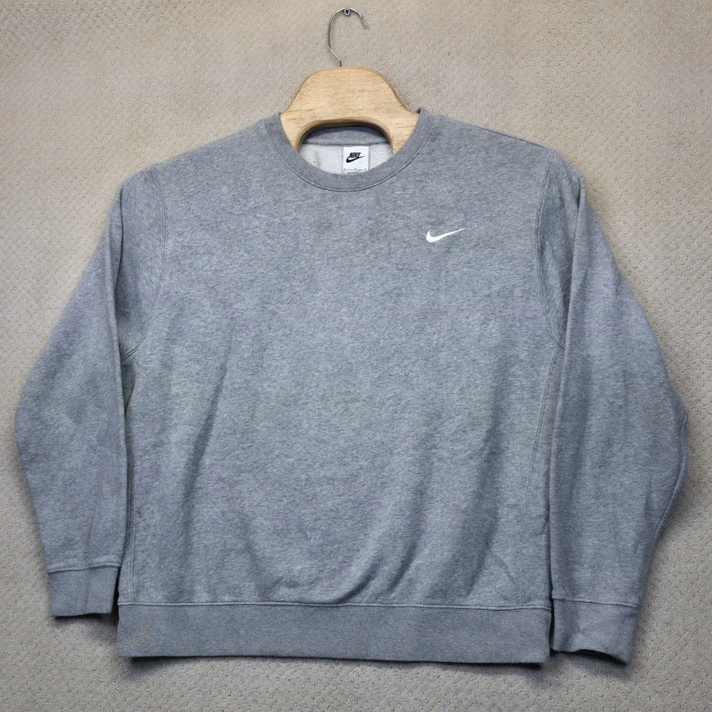 Nike Sportswear Club Fleece‎ Sweatshirt Mens Large Grey Pullover Swoosh Logo Gym